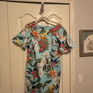 Talbots Floral Midi Dress in Blue and Pink